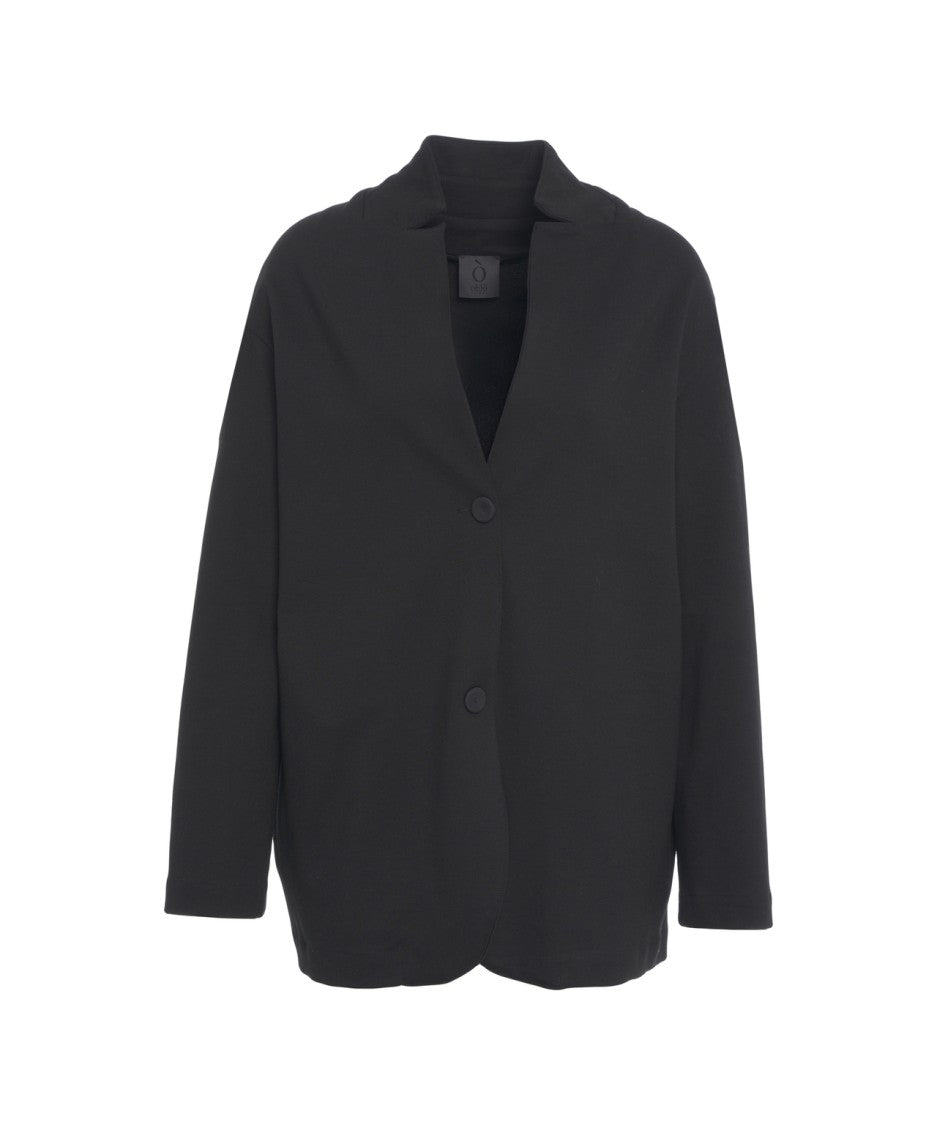 Oblo Unique Oversized Black Jacket With Angular Cut Detail