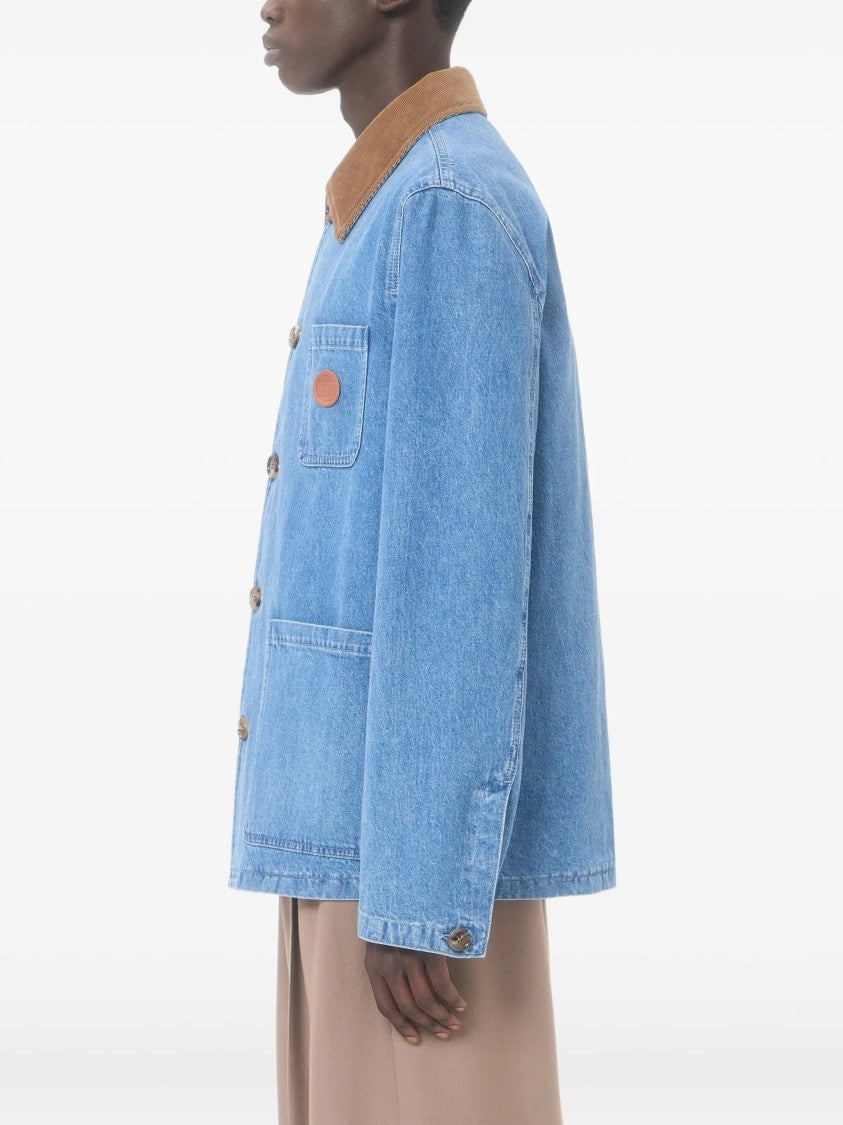 Valentino Giubbino Denim Corduroy Collar Jacket