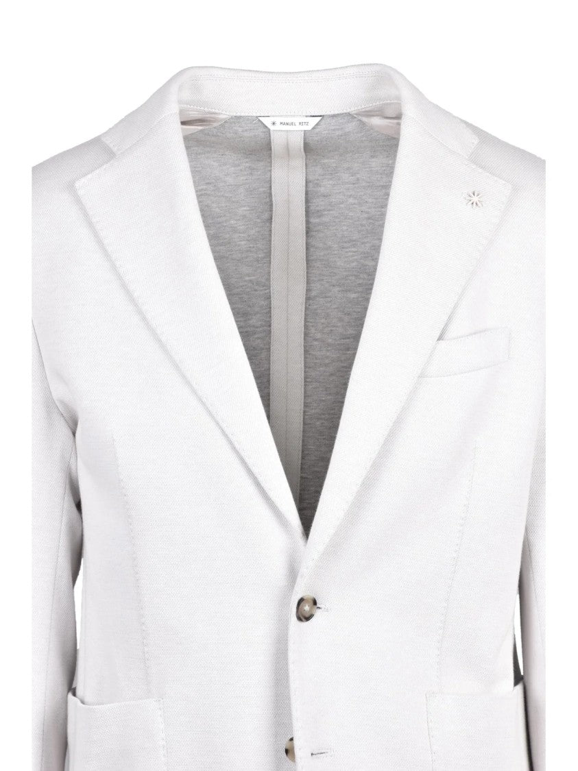 Manuel Ritz Rounded Cotton-Polyamide Blazer With Notch Lapel And Button Closure
