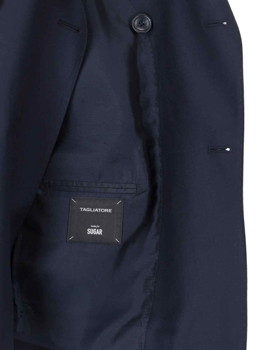 Tagliatore Vesuvio Tailored Blue Virgin Wool Suit