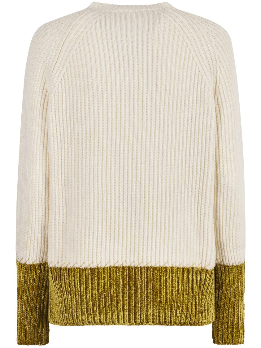 Marni Relaxed Fit Roundneck Knit Sweater With Ribbed Texture