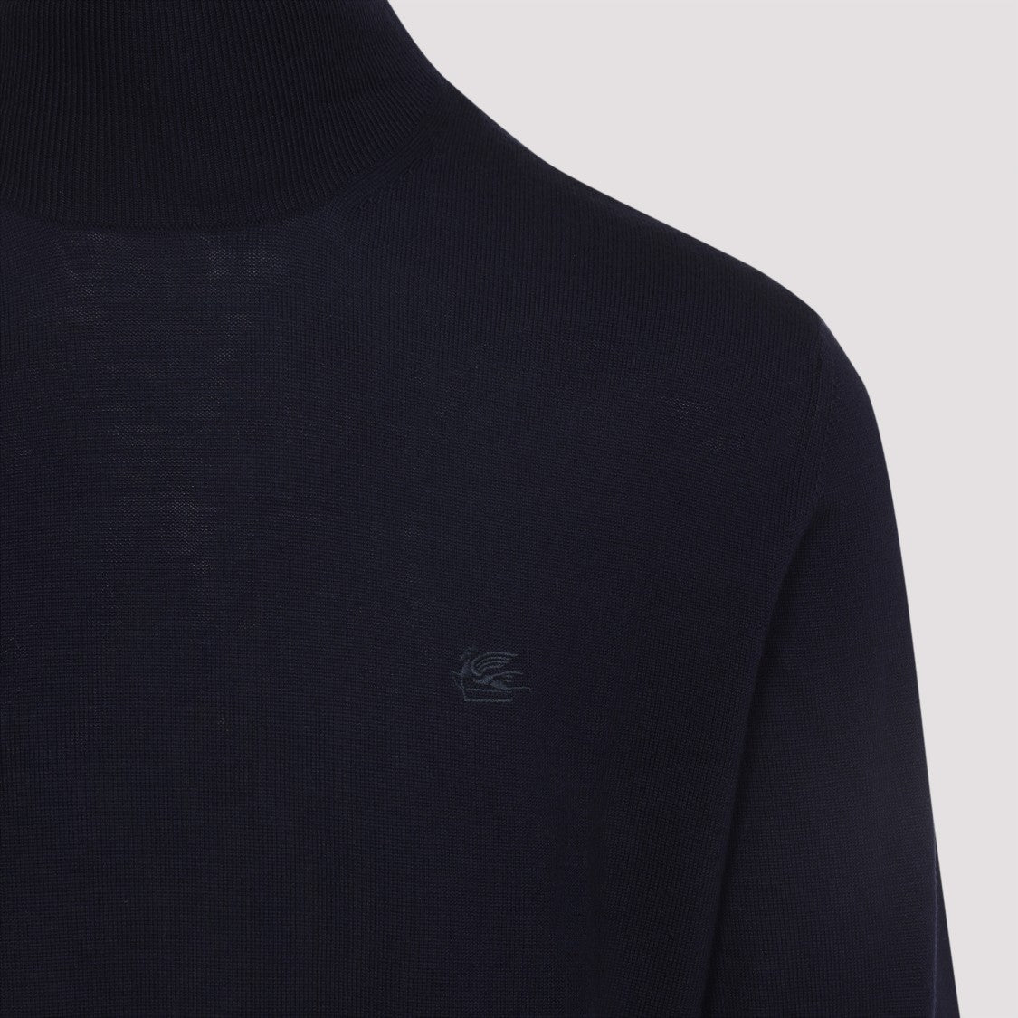 Etro Dark Blue Wool Turtle Neck