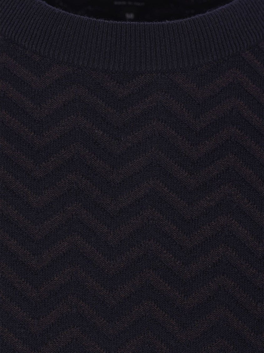 Giorgio Armani Chevron Pattern Long Sleeve Wool Blend Sweater