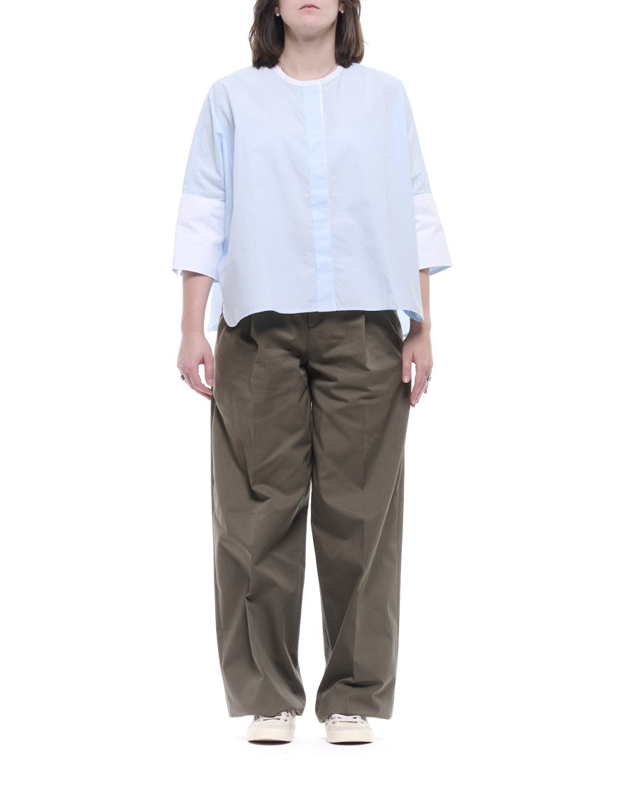Hevo Taupe Torresantandrea Cotton Wide-Leg Trousers
