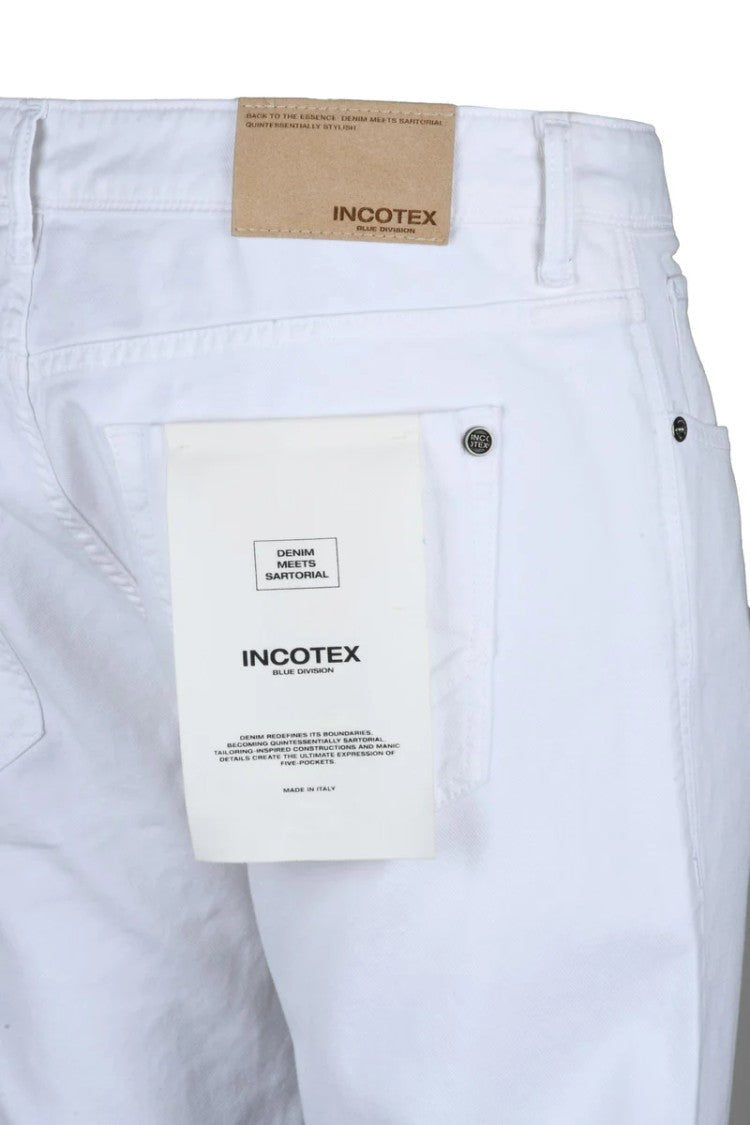 Incotex White Cotton Linen Jeans