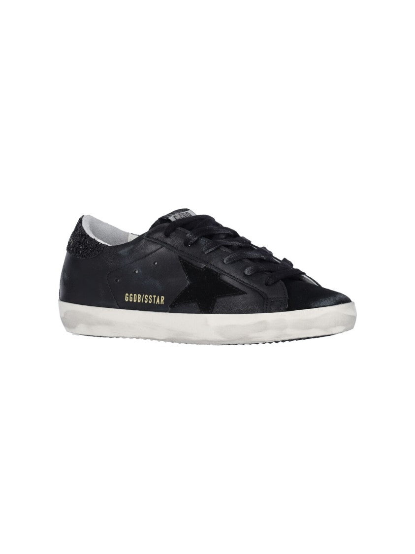 Golden Goose Black Super Star Hammered Leather Sneakers
