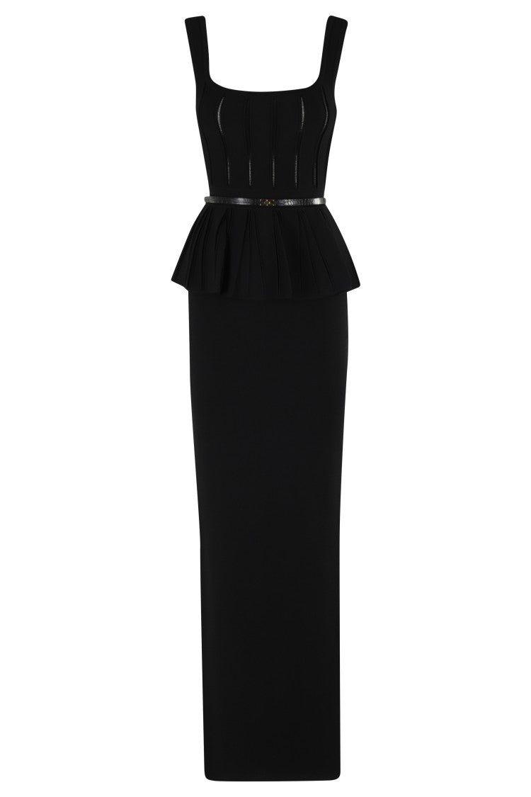 Elisabetta Franchi Knitted Black Maxi Dress