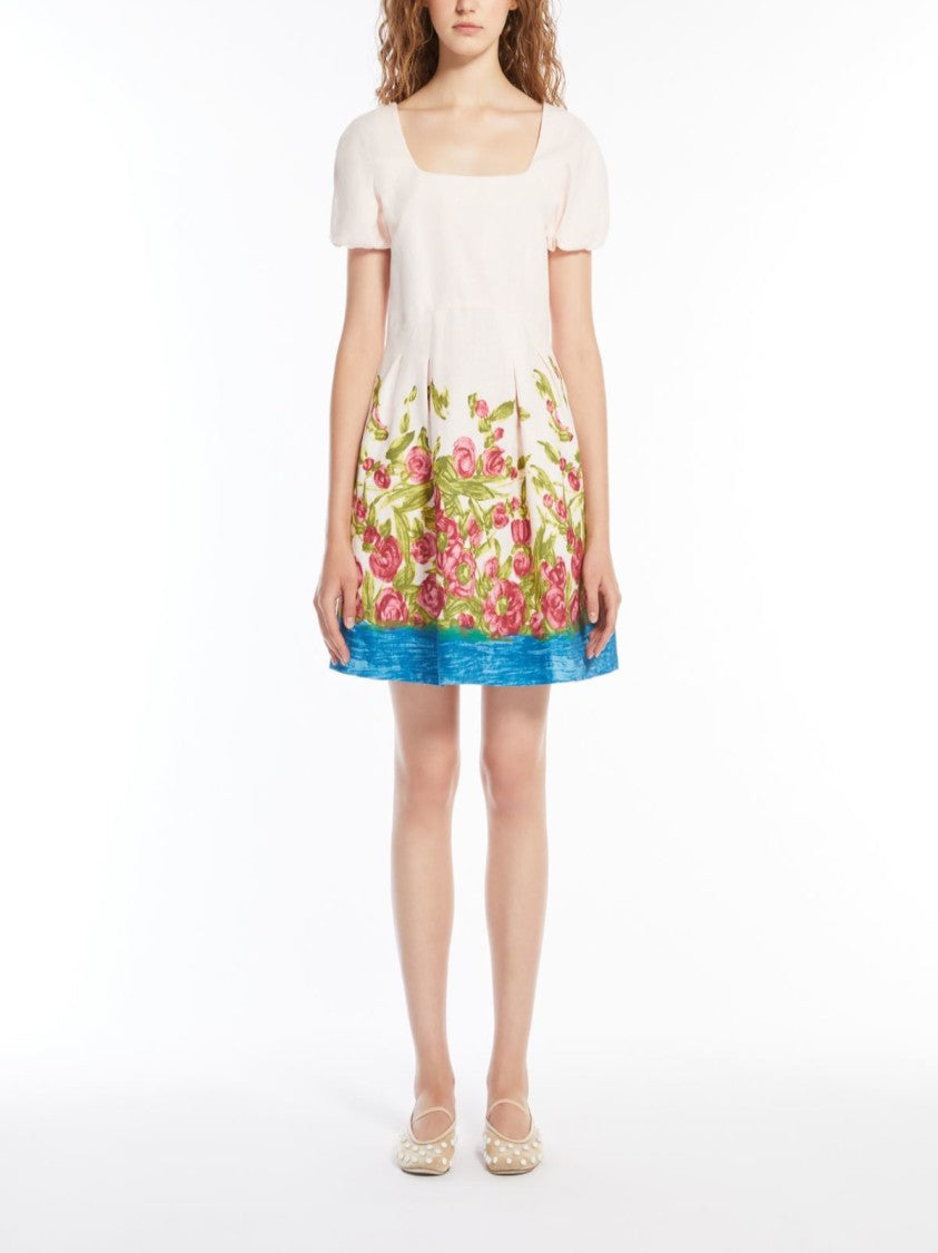 Max Mara Floral Print Fit And Flare Mini Dress