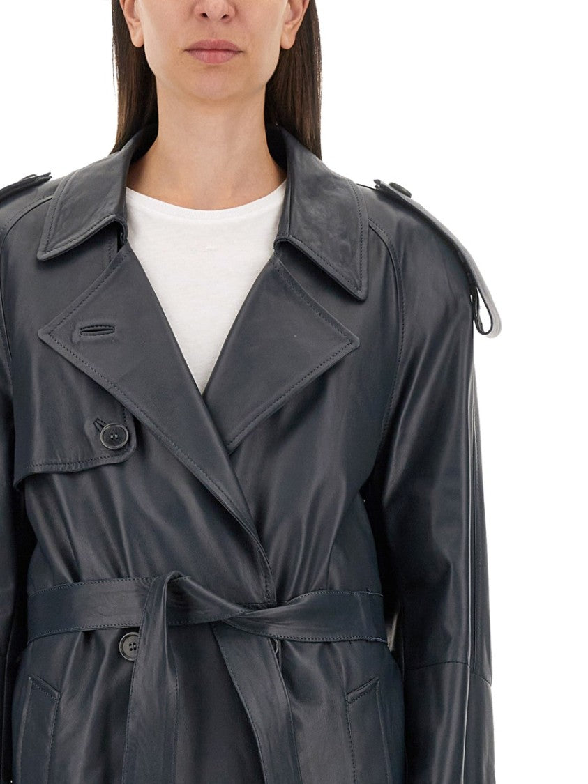 Salvatore Santoro Double-Breasted Ovine Leather Trench Coat