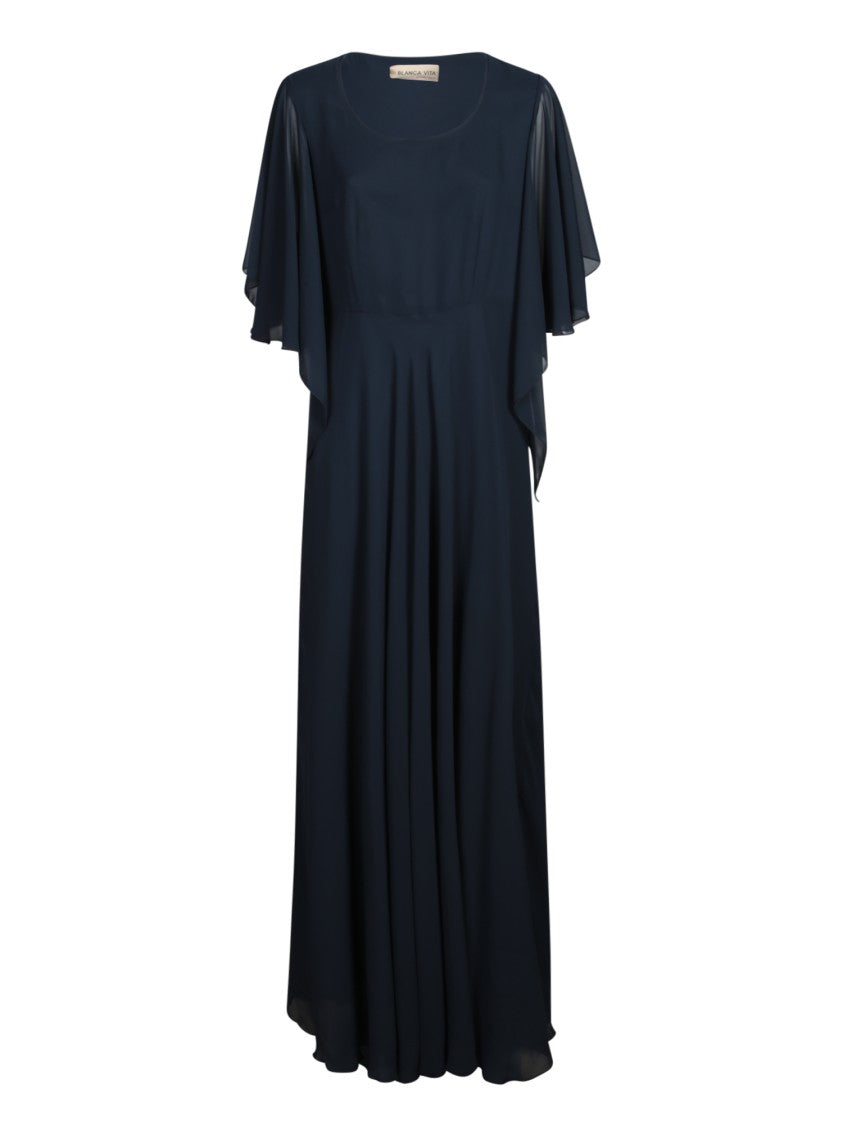 Blanca Vita Flowing Maxi Dress With Flutter Sleeves