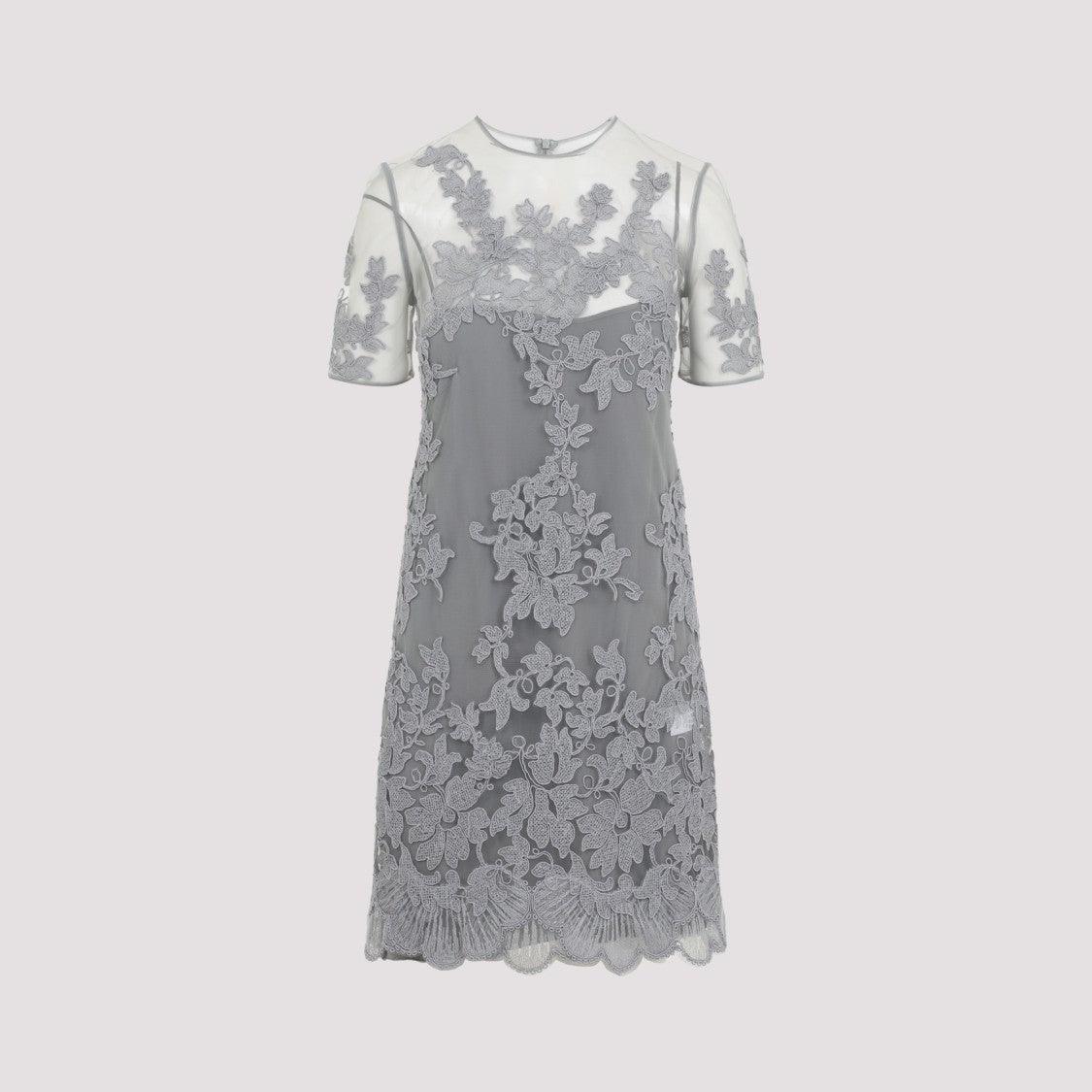 Ermanno Scervino Lace Grey Polyamide Mini Dress
