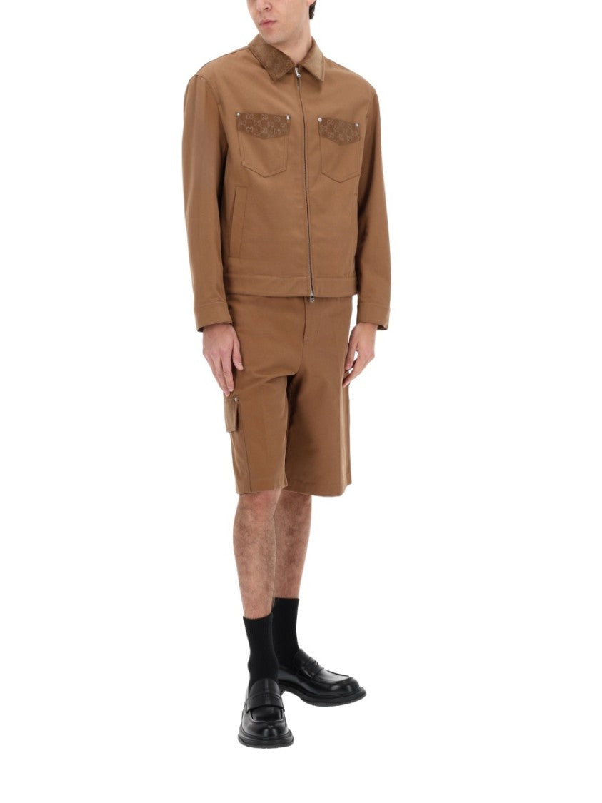 Gucci Gg Monogram Mid-Length Cotton Cargo Shorts
