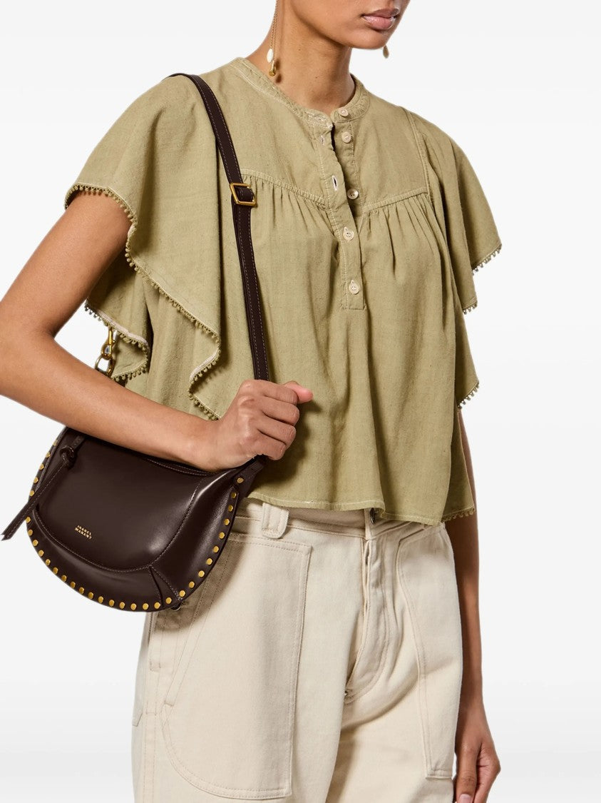 Isabel Marant Crescent Moon-Shaped Shoulder Bag With Gold Stud Details