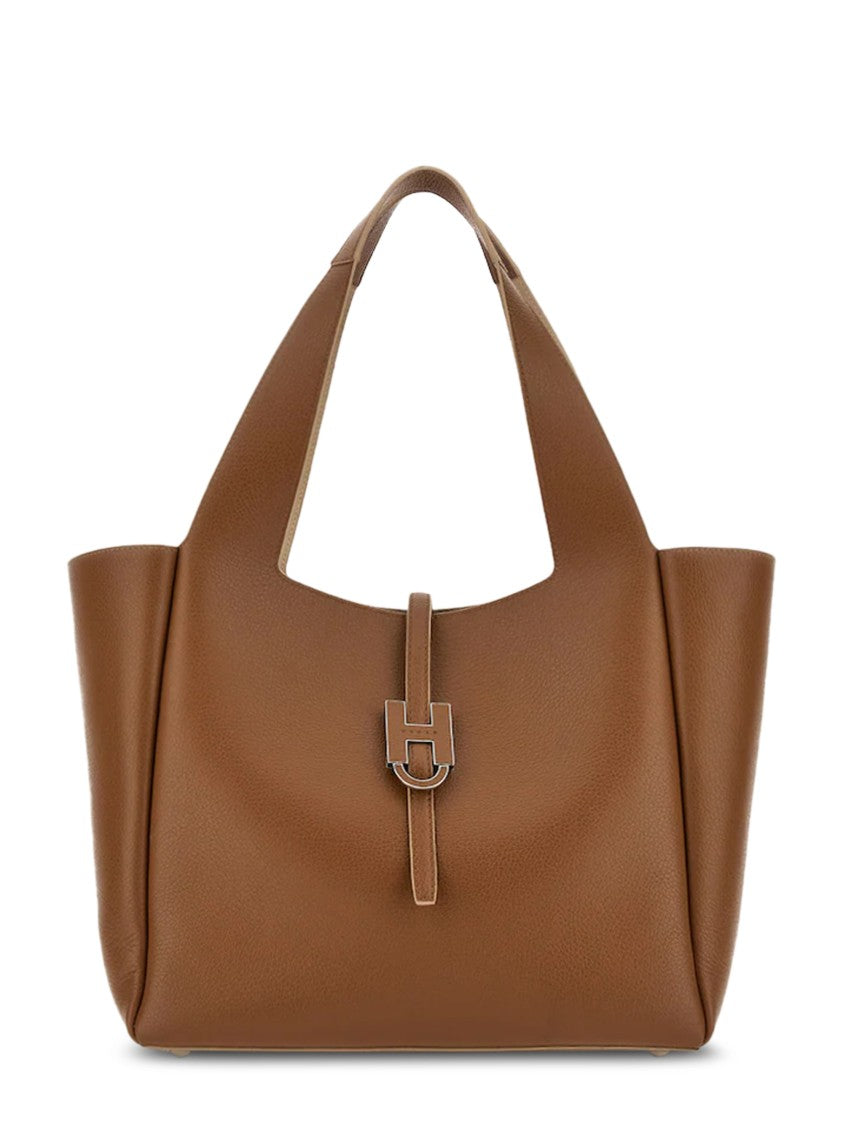 Hogan H-Buckle Calfskin Structured Tote Bag