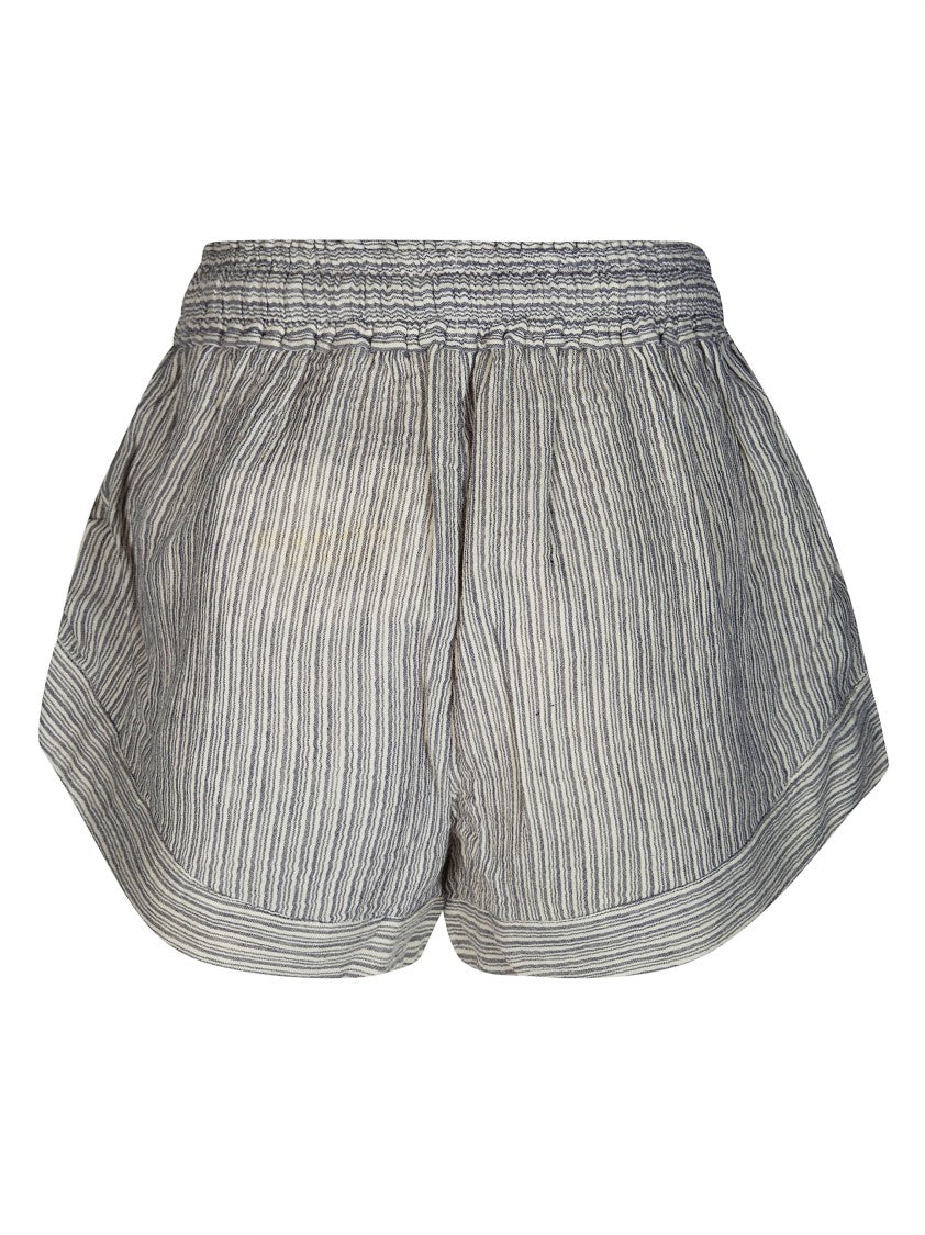 Isabel Marant Étoile Grey Thaliany Smocked Waist Striped Shorts