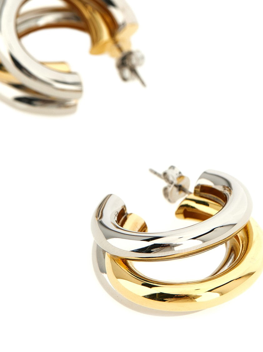 Paco Rabanne Triple Hoop Metal Earrings With Interlinked Design
