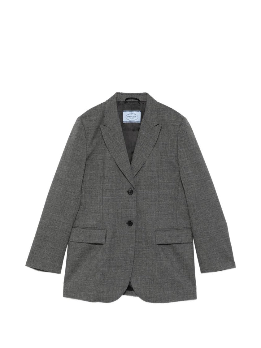Prada Grey Tailored Notched Lapel Jacket
