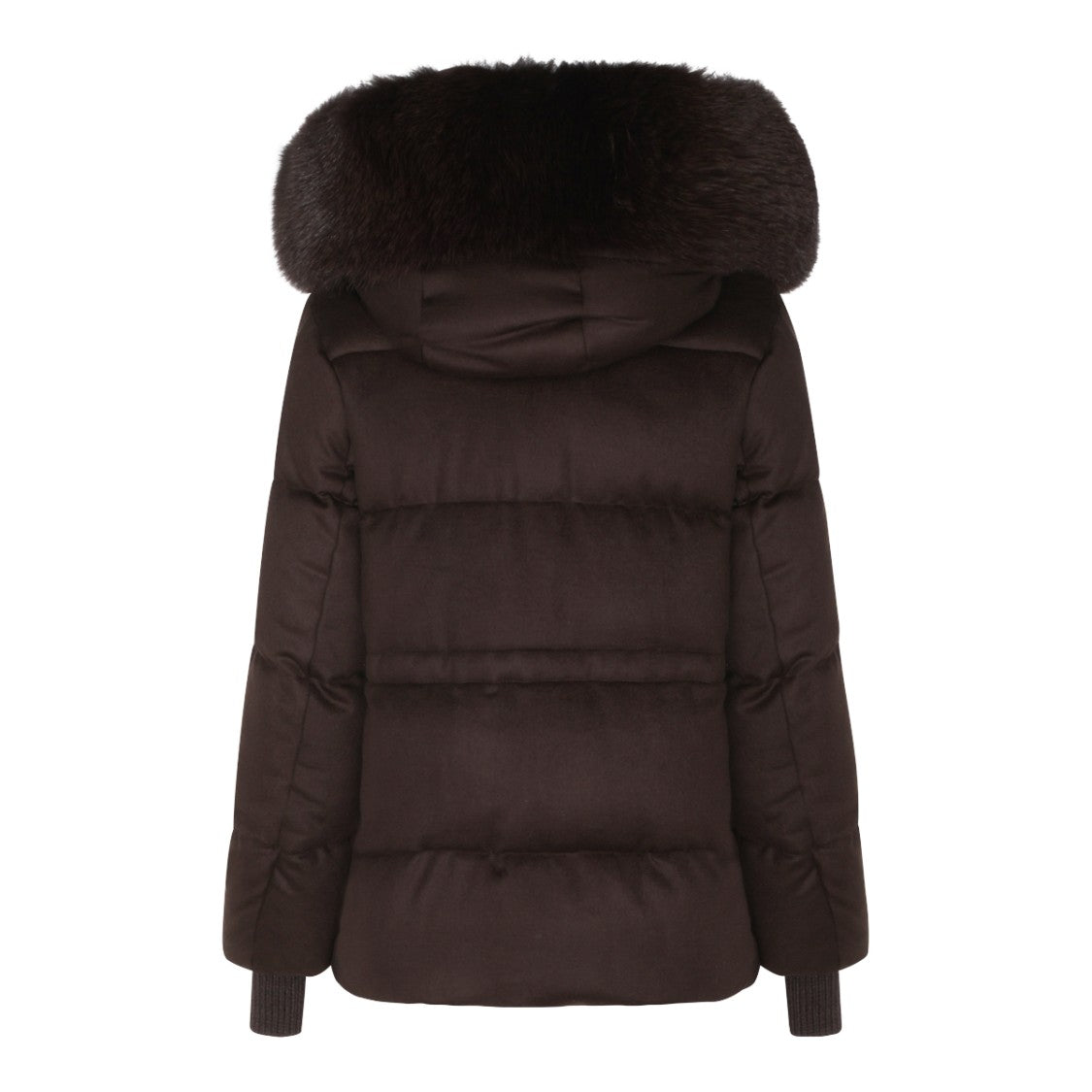 Moorer Chocolate Puffer Down Jacket With High Neck
