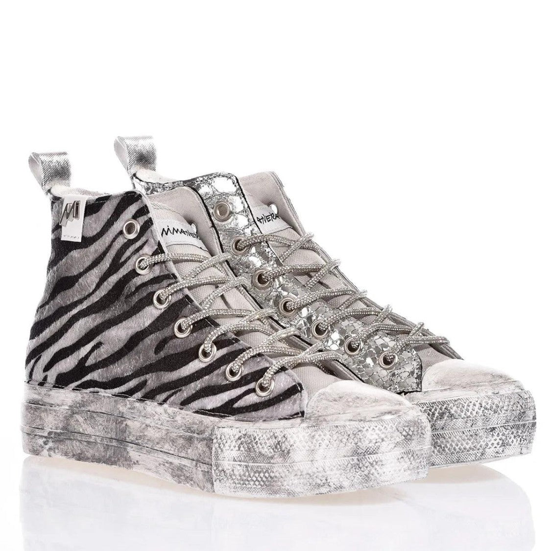 Mimanera Airlines Platform Silver Jungle Sneakers