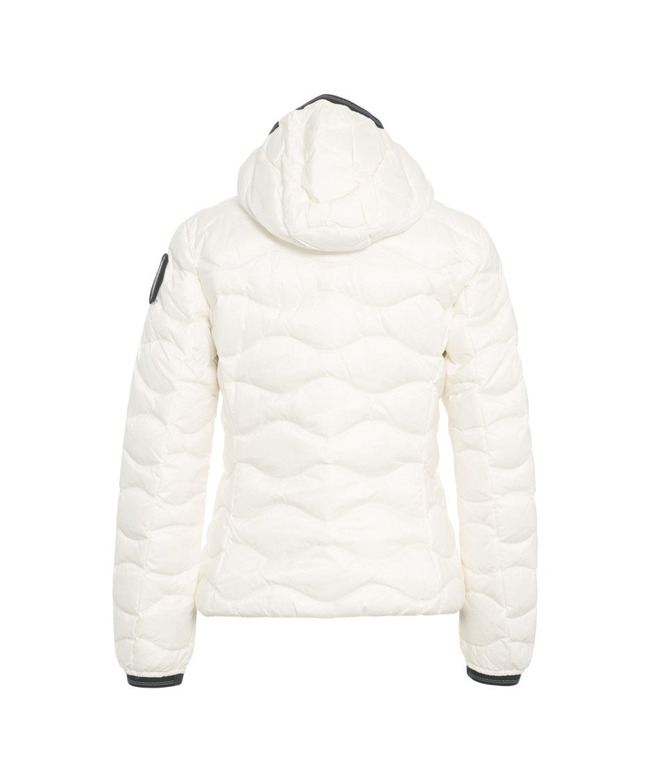 Blauer Puffer Jacket With Distinctive Wavy Quilting And Hood