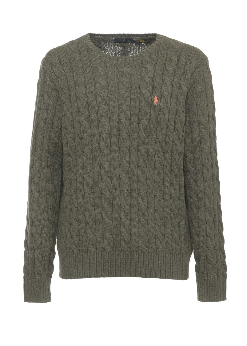 Polo Ralph Lauren Green Braided Pattern Cotton Sweater