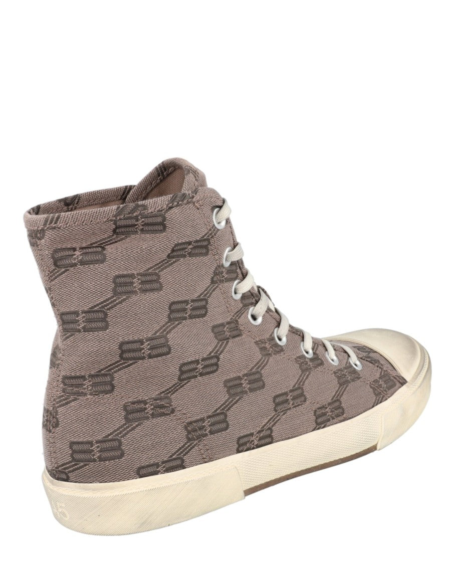 Balenciaga Monogram High-Top Sneakers With Silver-Tone Accents