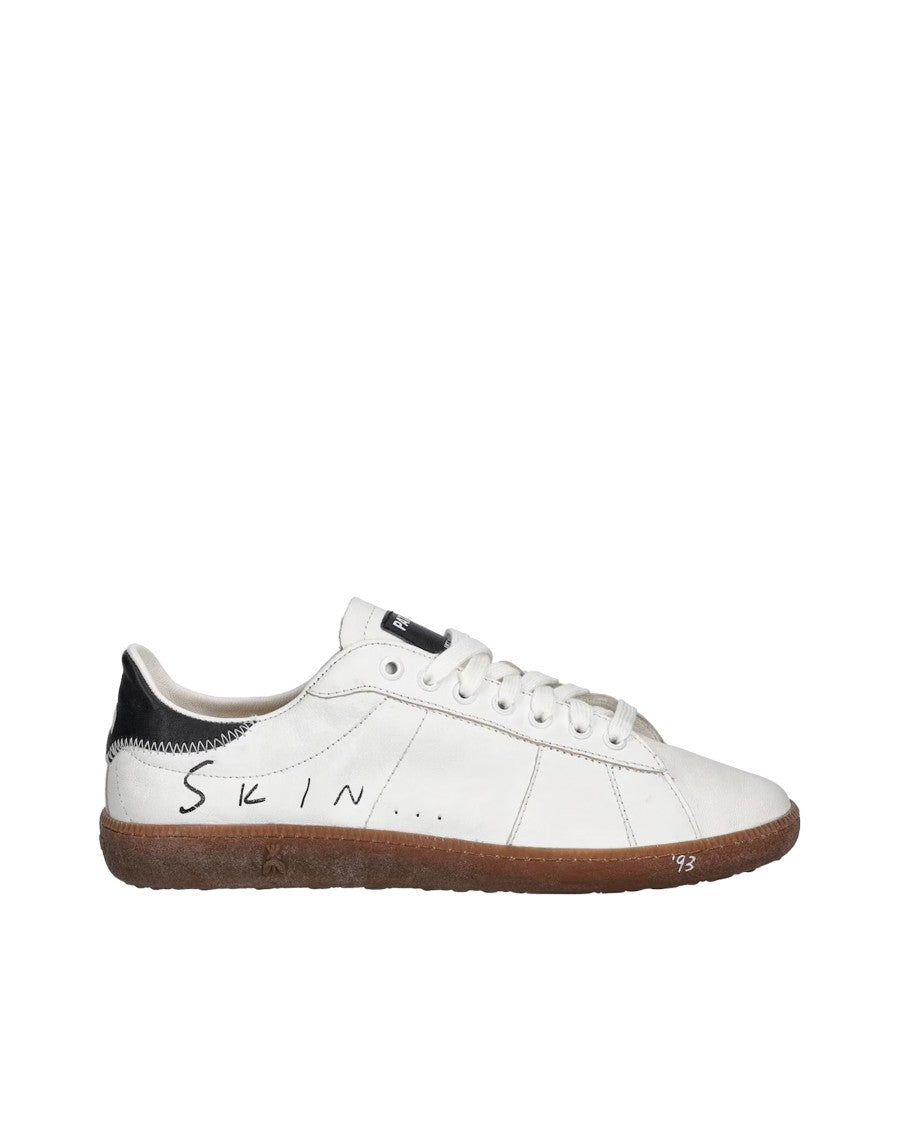 Patrizia Pepe Nappa Leather Sneakers In White/Dark Honey