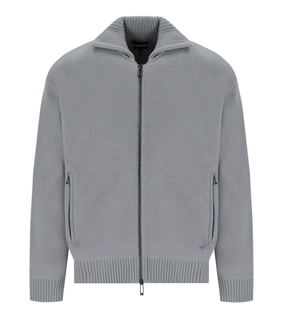 Emporio Armani Grey Zipped Cardigan