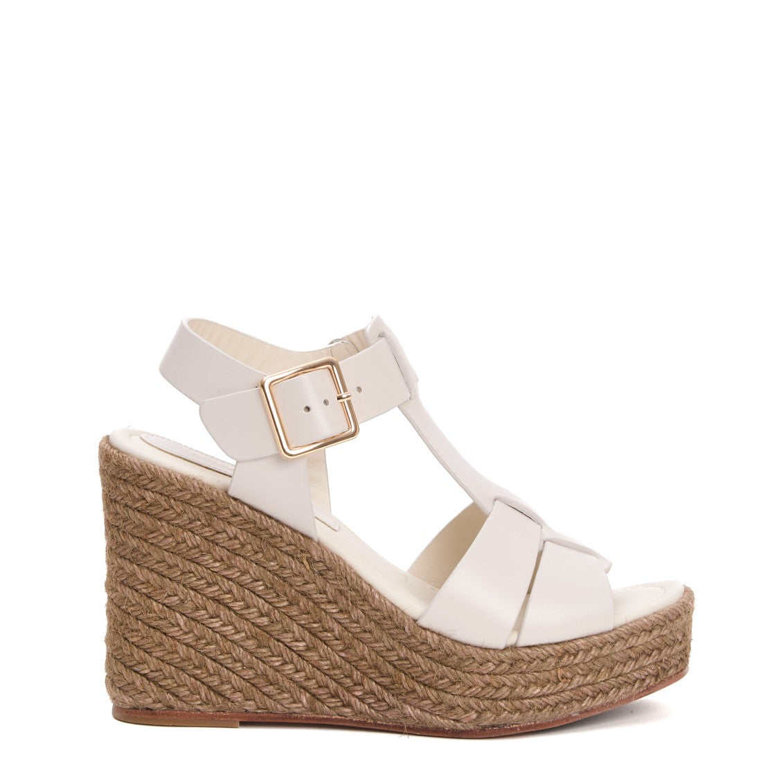 Paloma Barceló White Rope And Leather Wedge Sandal