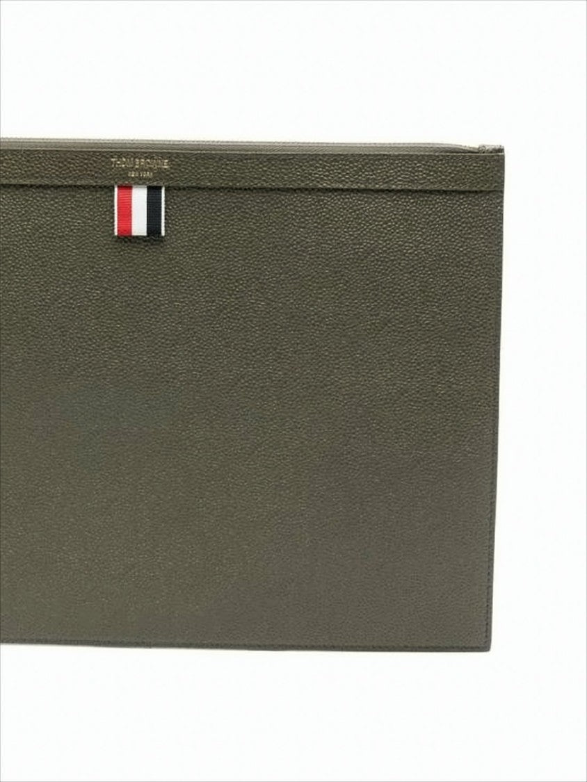 Thom Browne Textured Cow Leather Clutch With Gold-Tone Hardware
