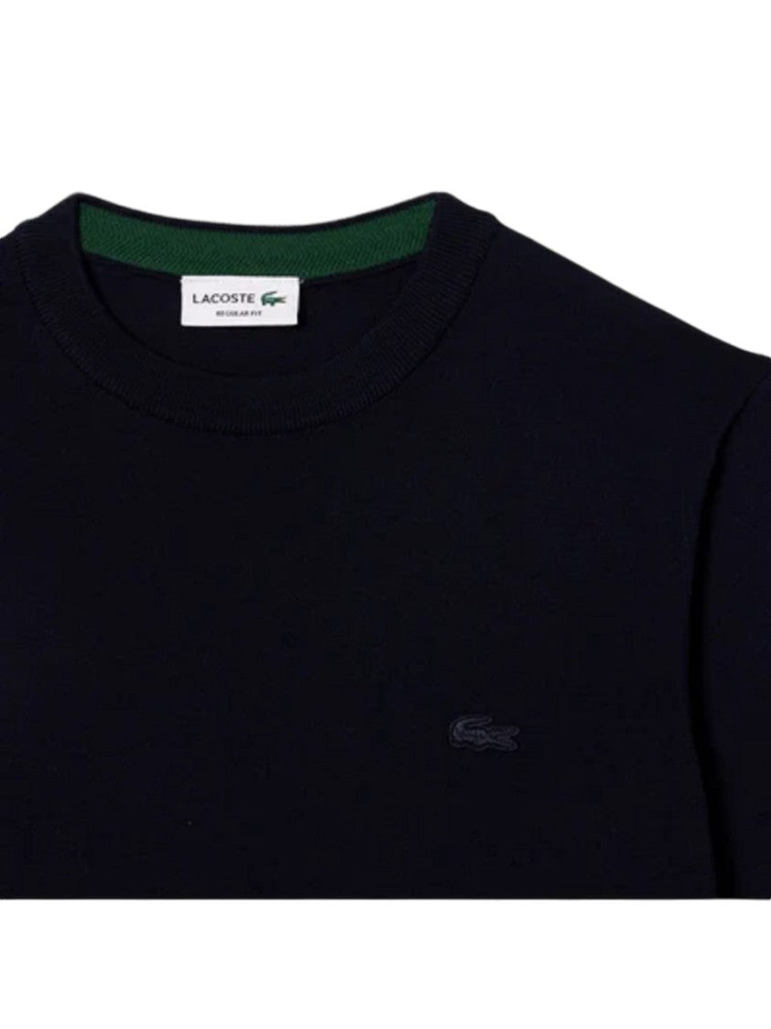Lacoste Merino Wool Jersey Pullover With Ribbed Details