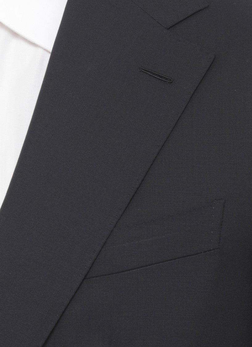 Caruso Black Manon Peak Lapel Wool Suit