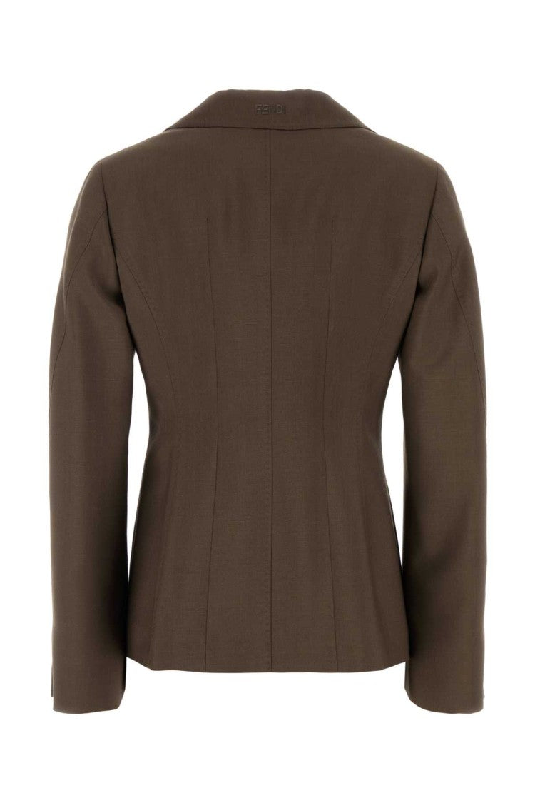 Fendi Mud Wool Blend Blazer
