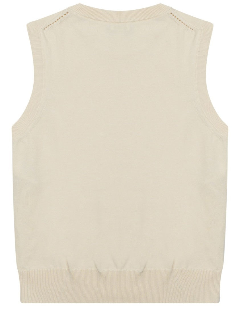Celine Logo Embroidered Virgin Wool Knit Vest