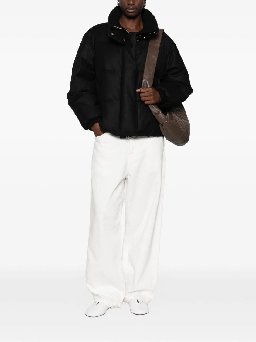 Duno Black Boxy Cropped Quilted Down Jacket
