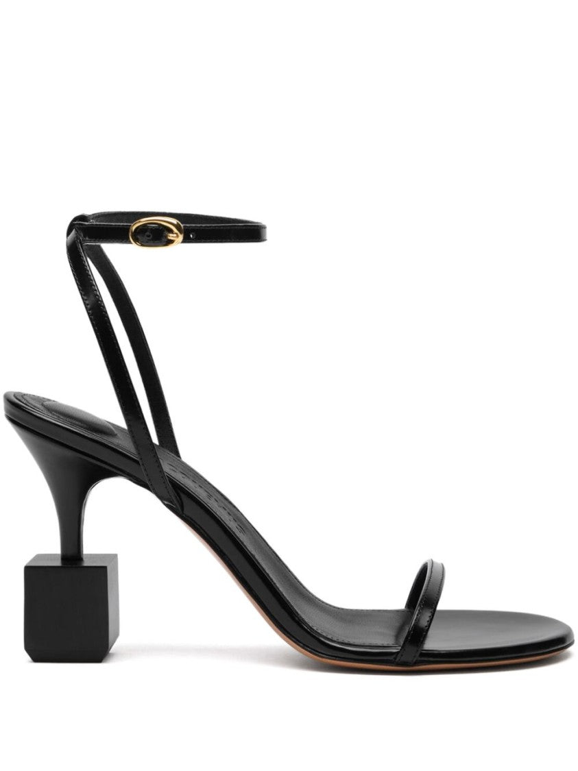 Jacquemus Sculptural Black Calf Leather Sandals