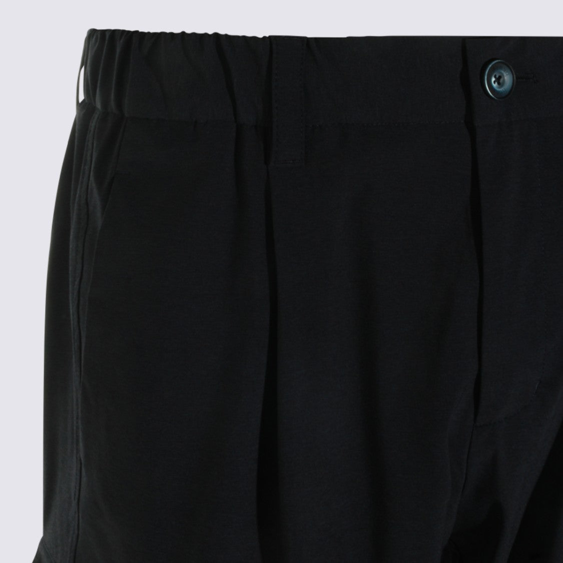 Herno Tapered Black Trousers With Elastic Waistband And Flap Pockets