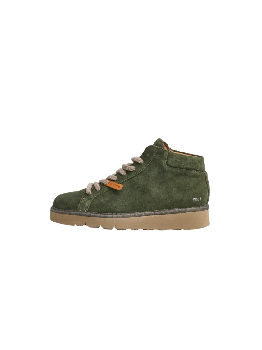 Panchic Men's Green Suede Rubber Sole Ankle Boots