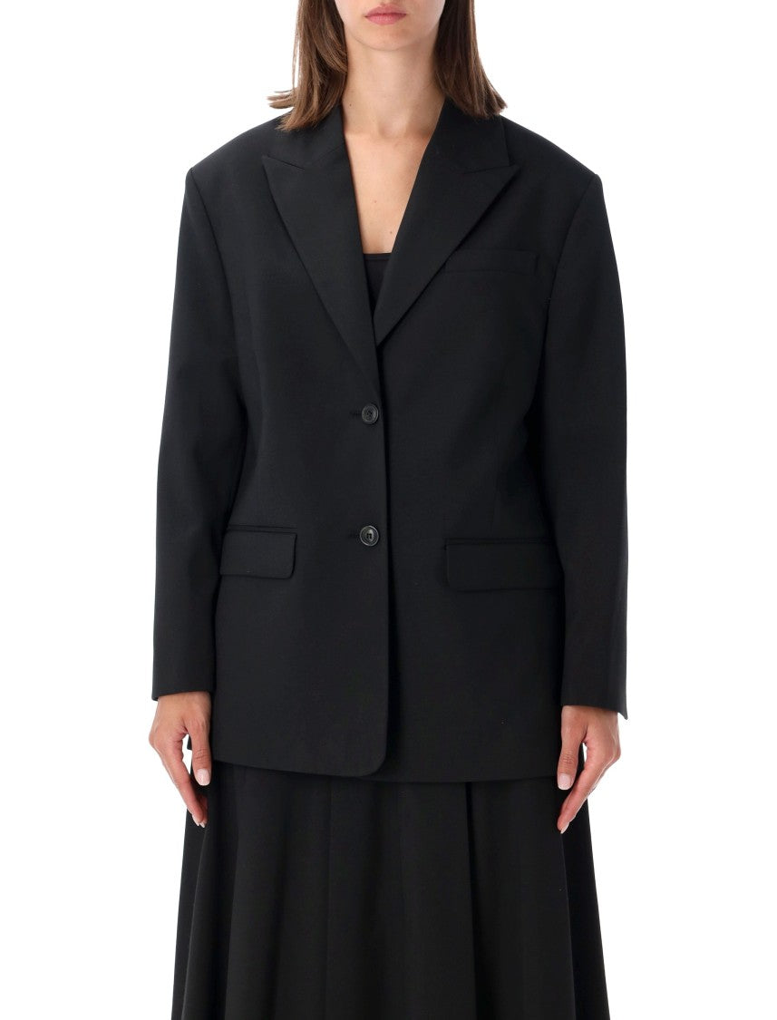 By Malene Birger Structured Black Blazer With Notched Lapel And Oversized Fit