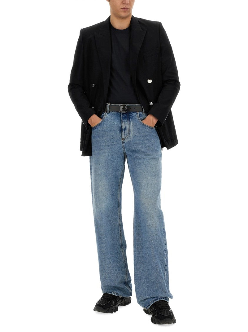 Balmain Double-Breasted Jacket With Peaked Lapels