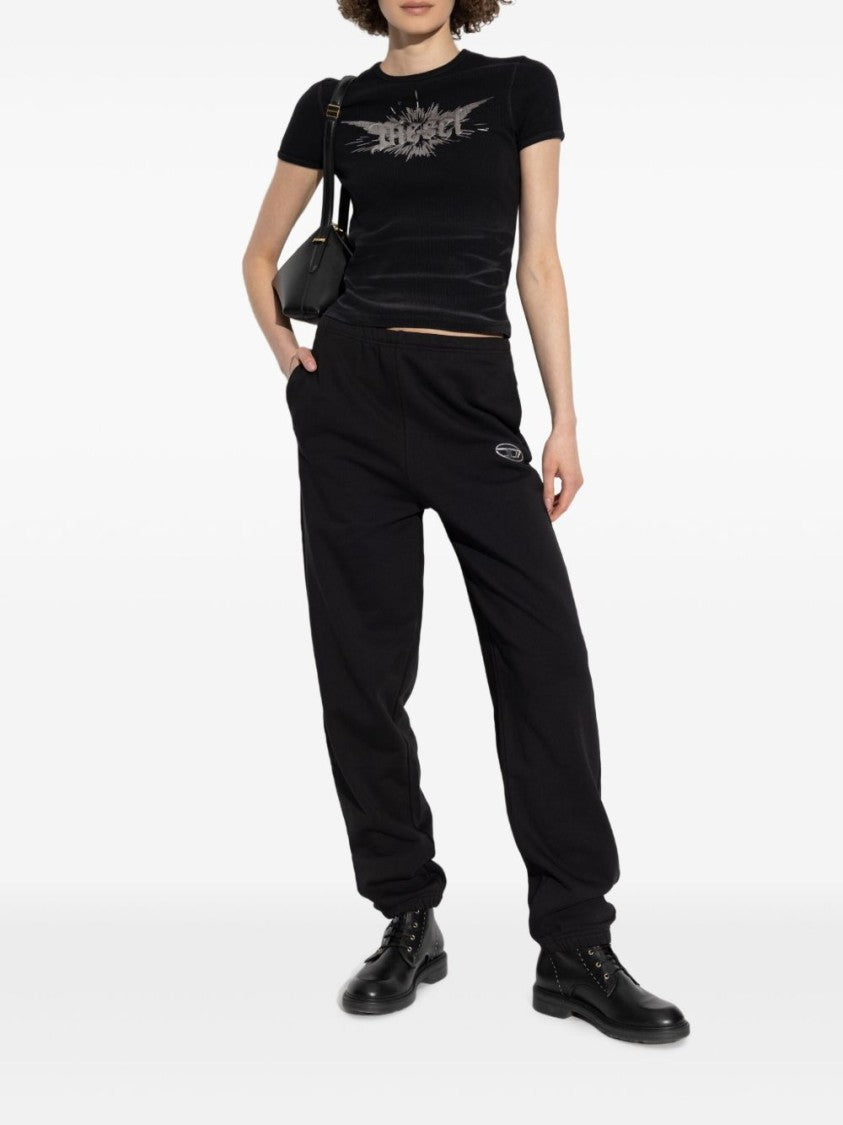 Diesel Relaxed Fit Black Trousers With Elasticated Waistband