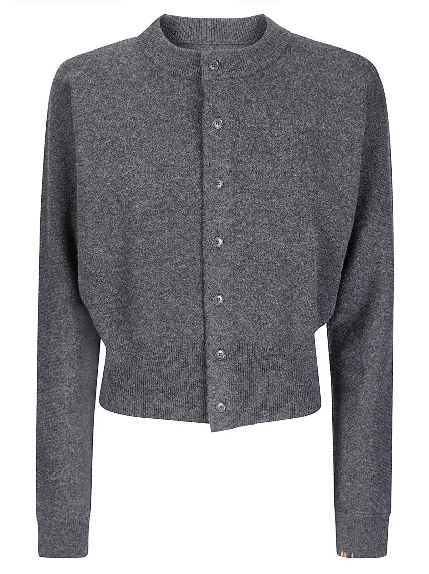 Extreme Cashmere Short Batwing Sleeve Cardigan With Logo Embroidery