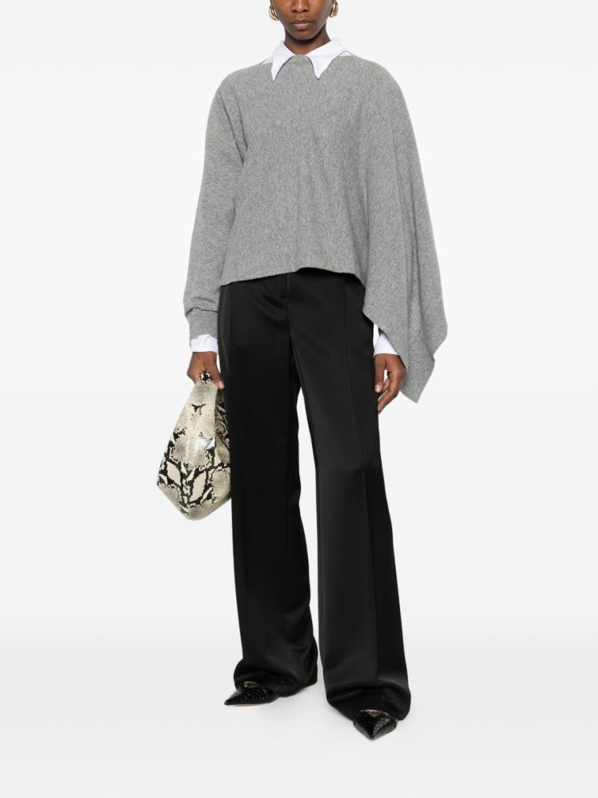 Jil Sander Gray Asymmetrical Shape Draped Sweater