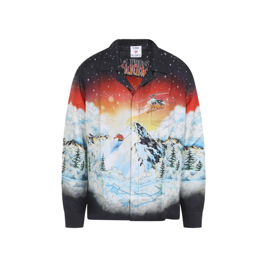 Casablanca Ski Lake Multicolor Silk Cuban Collar Ls Shirt