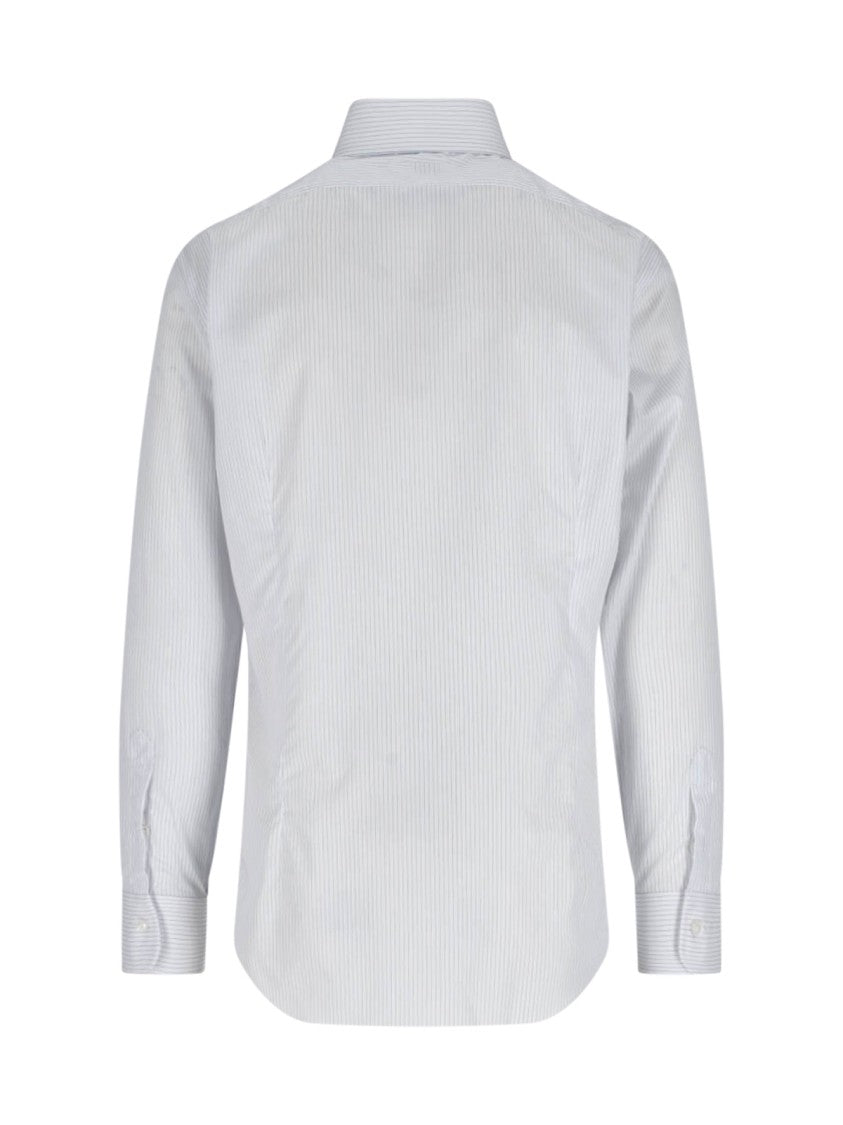 Barba Napoli Striped Cotton Shirt – White And Blue