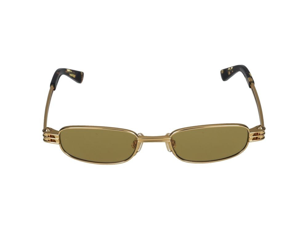 Bottega Veneta Gold Tortoiseshell Tips Gold Metal Sunglasses
