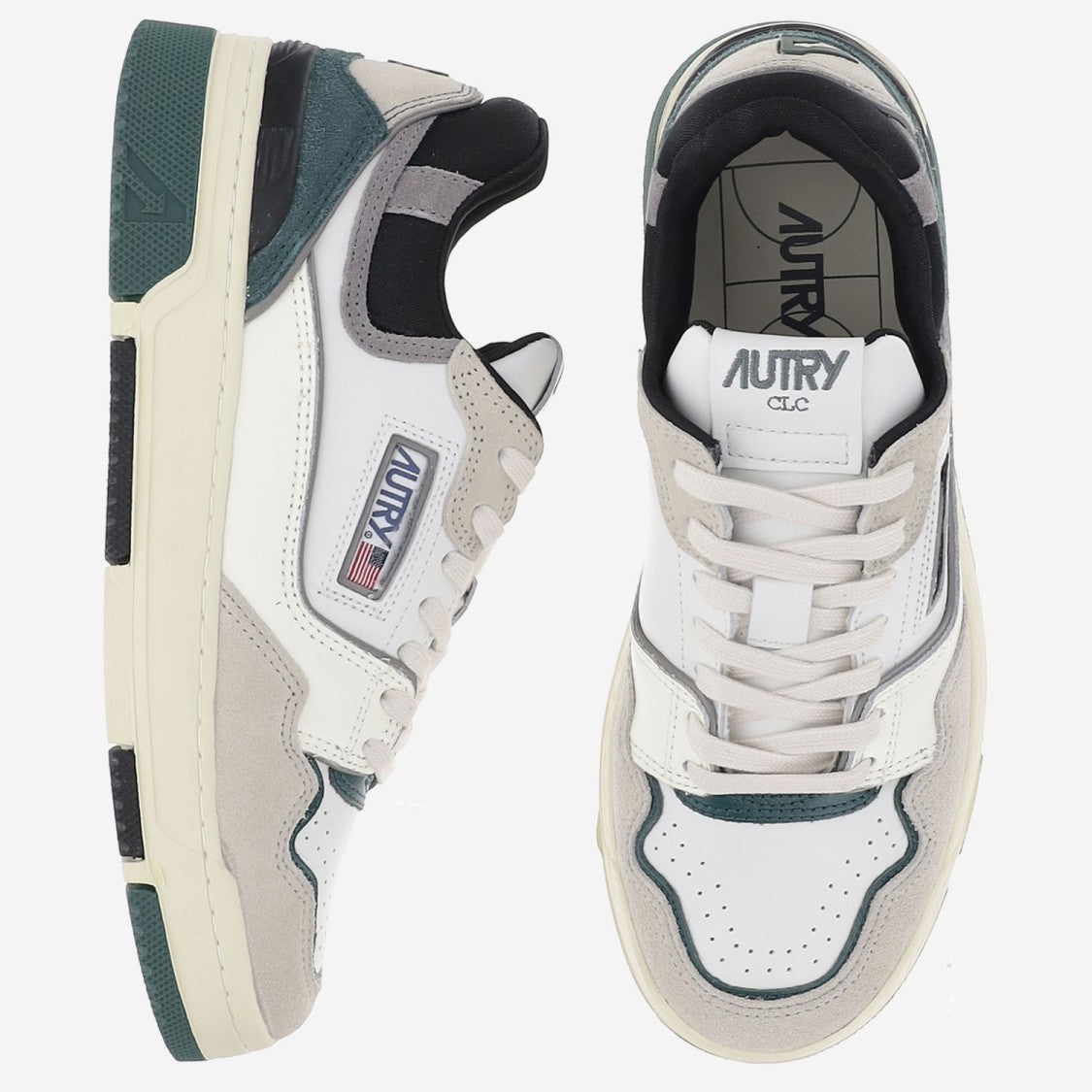 Autry Suede And Mesh Sneakers With Contrast Heel And Logo Accents