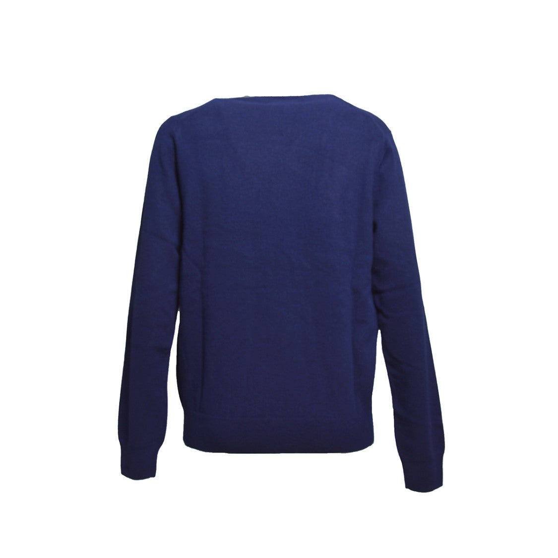 Comme Des Garçons Navy Blue Pure Wool V-Neck Sweater