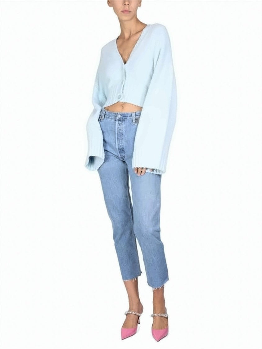 Re/Done High-Waisted Light Blue Denim Jeans With Raw Hem