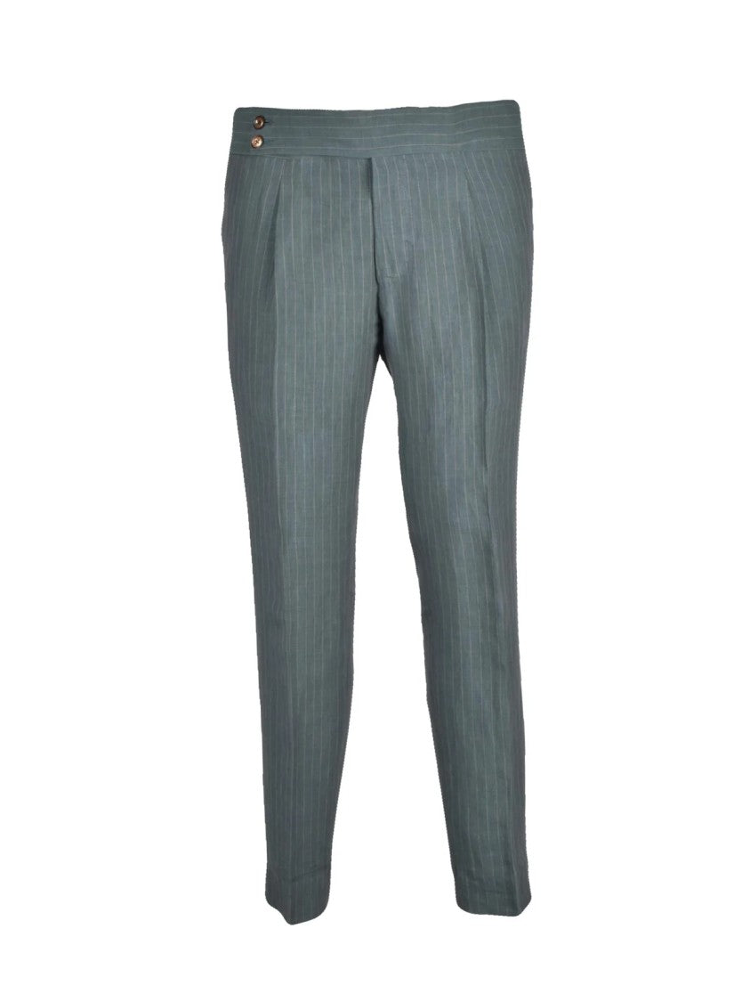 Lab 001 Sage Green Linen High-Waist Formal Suit